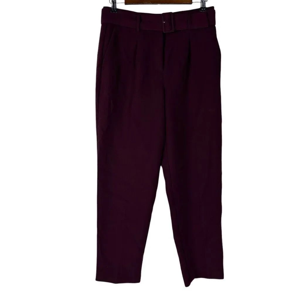Ann Taylor The Belted Taper Pant size 2 Dark Plum - Picture 2 of 8
